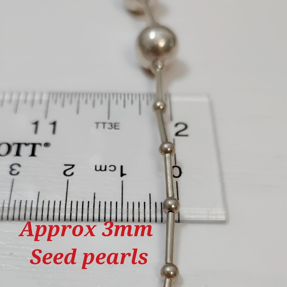 Vintage Southwestern Sterling Silver Long Strand Pearl Seed Liquid Bead Necklace - Picture 11 of 13